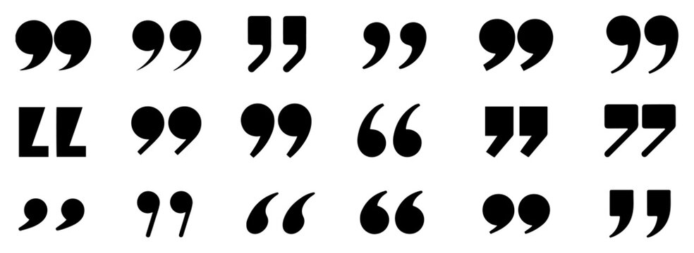 quote mark line icon set