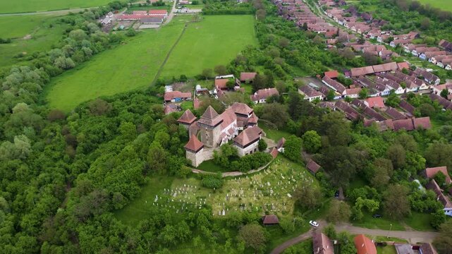Viscri Fortified Church &ndash; Forward Downward Drone Approach