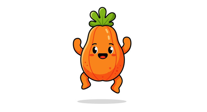 Cute carrot character, cartoon vegetable, orange mascot, funny food icon
