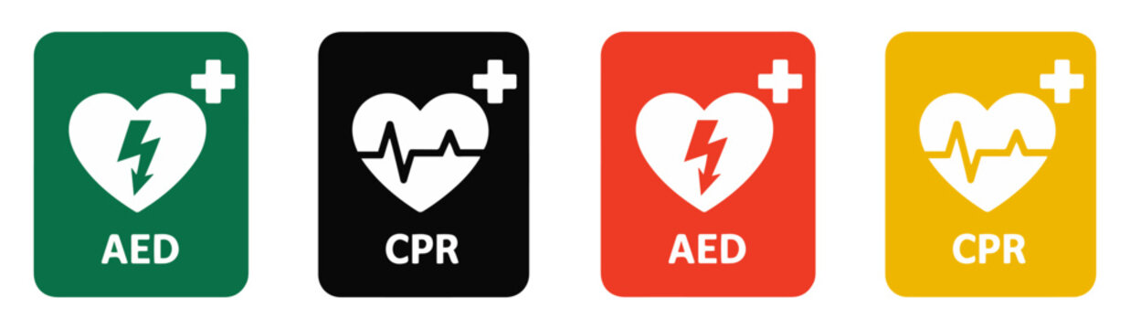 aed emergency defibrillator icon set
