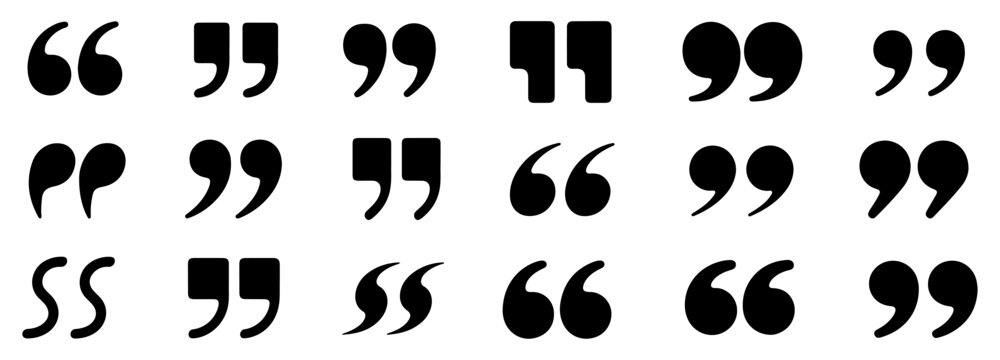 quotation mark double quote icon set vector
