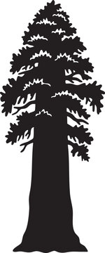 Giant Sequoia Tree Towering Nature Icon Silhouettes