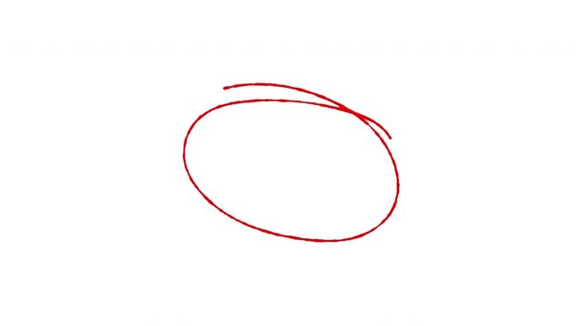 Red hand drawn circle scribble marker highlight element on transparent background