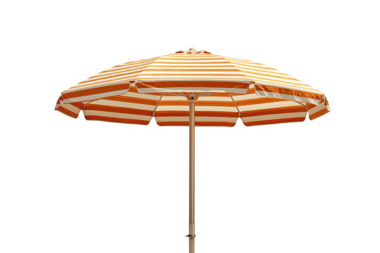Striped parasol blocking sunlight, offering shade for a relaxing summer holiday by the sea or pool on a transparent background