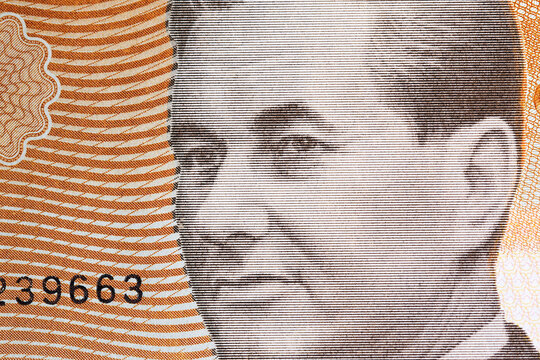 Paul Keres a closeup portrait from Estonian money