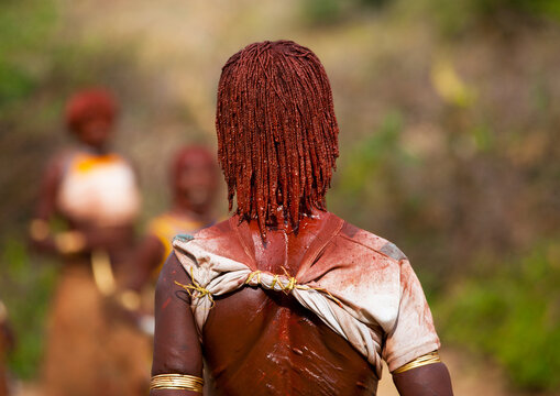Hamar Tribe Woman With A Whipped Back At Bull Jumping Ceremony, Turmi, Omo Valley, Ethiopia