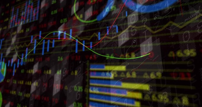 Market HUD receiving live feed, animating green or red trends, blue candles pulsing for market insig
