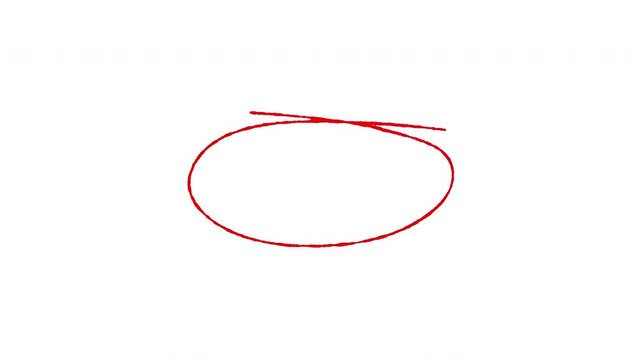 Red hand drawn oval scribble marker highlight for emphasis on transparent background