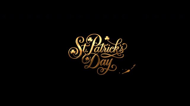 Golden text st. Patricks day on a black background. Perfect for festive social media posts, invitations, and holidaythemed design projects.
