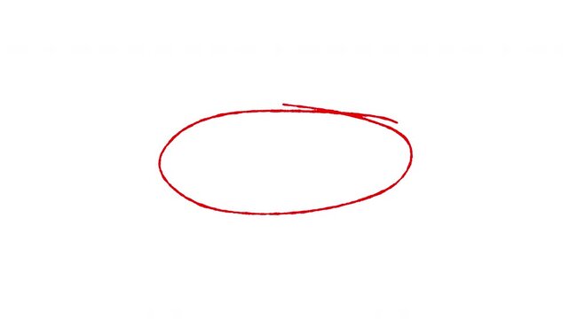 Red hand drawn circle scribble marker highlight for annotation and emphasis on transparent background