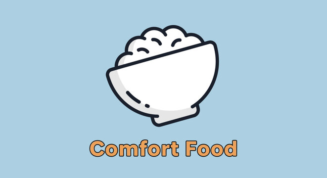Vector comfort food icon with bowl of food