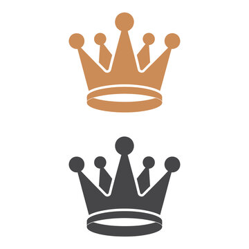 Two crown icons in brown and gray on white background icon