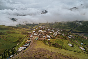 Caucasus mountians Azerbaijan Khinalig village