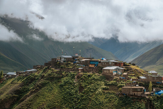 Caucasus mountians Azerbaijan Khinalig village