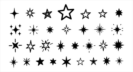 Fototapeta premium Collection of Sparkle and Star Icons for Design and Decoration
