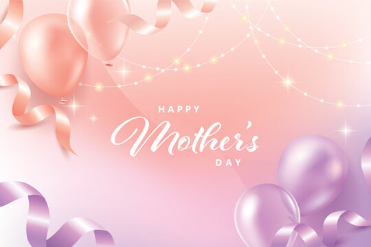 Mother's day banner with balloons. 