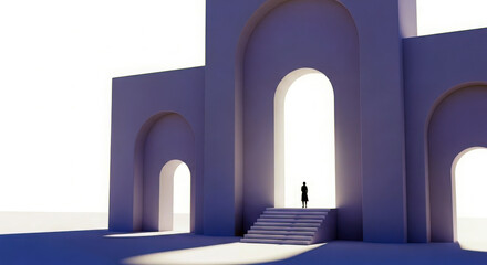 Fototapeta premium Silhouette of a person standing in an archway