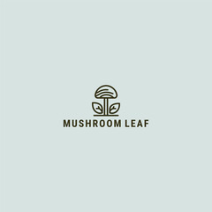 Obraz premium Mushroom leaf logo template vector illustration design