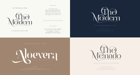 Elegant Font Uppercase Lowercase And Number. Classic Lettering Minimal Fashion Designs. Typography modern serif fonts regular decorative vintage concept. vector illustration  © crossover