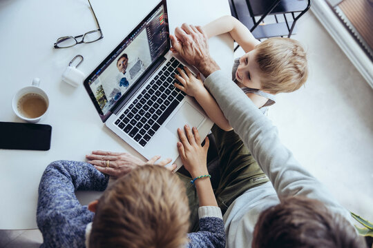 Children disturbing father's video call