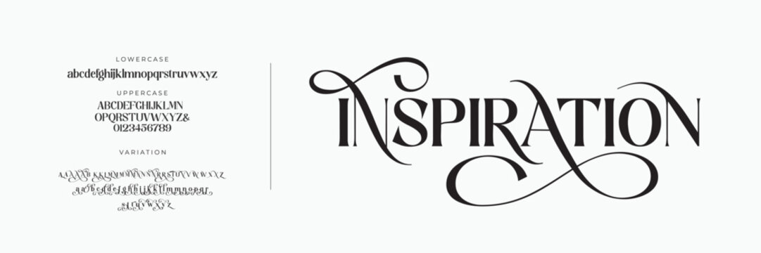 Elegant Font Uppercase Lowercase and Number. Classic Lettering Minimal Fashion Designs. Typography modern serif fonts regular decorative vintage concept. vector illustration
