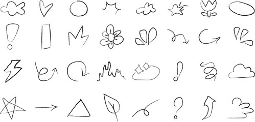 Naklejka premium Set of 30 hand-drawn line icons vector