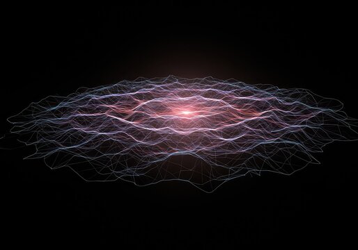 Abstract rendering of a vast, featureless void traversed by subtle energy ripples, depicting the theoretical zero-point field or unmanifested potential space, physics, deep, subtle