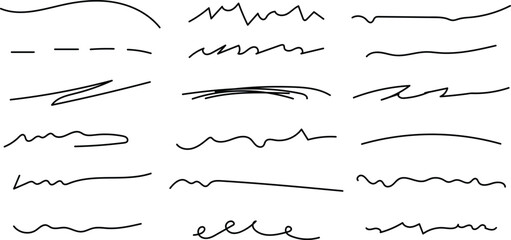 Set of 20 hand drawn scribble lines vector