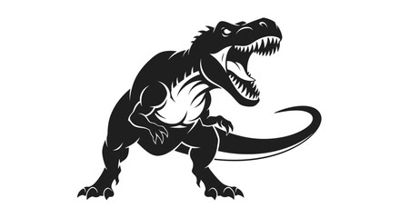 Black and white dinosaur illustration. © Wicaksono