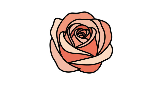 Beautiful Pink Rose Illustration Design Element.