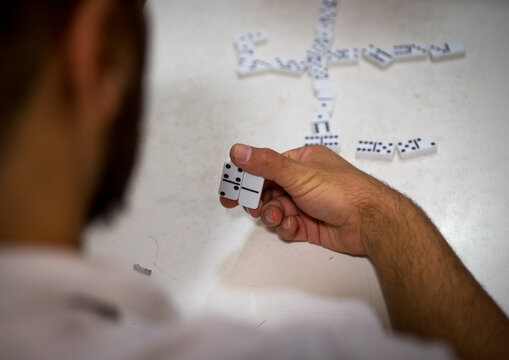 Kurdish Man Playing Dominoes, Koya, Kurdistan, Iraq