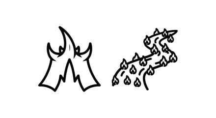 Obraz premium Flames icon and wavy path of flames icon, abstract design, representing fire and heat, graphic design