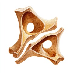 Watercolor cartoon bone fragment clipart on white background for design