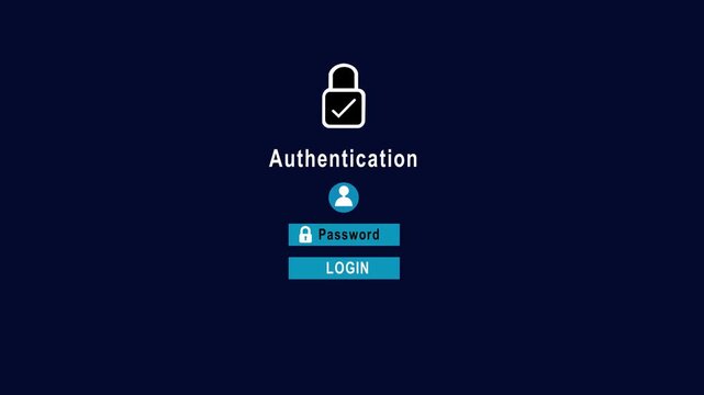 User secure login authentication password. Cybersecurity concept data protection.using desk. Virtual screen animation 4k. padlock icon internet technology privacy