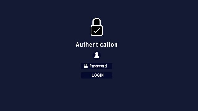 User secure login authentication password. Cybersecurity concept data protection.using desk. Virtual screen animation 4k. padlock icon internet technology privacy