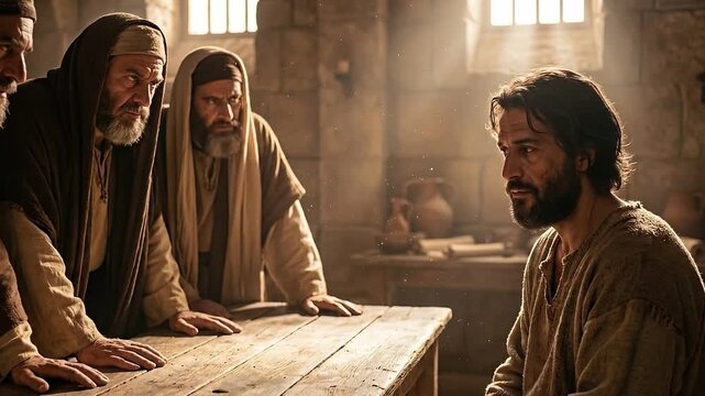 Pharisees question the healed man about Jesus