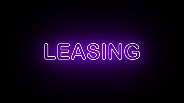 Neon, Glowing, Colorful Leasing animation. leasing neon text motion. Flocker text 4k video.