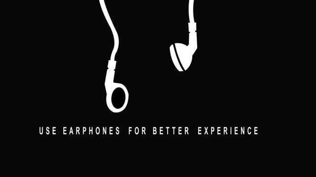 Animated music interface with sound bars and media control buttons on dark background. for use in or streaming content. 4K Video