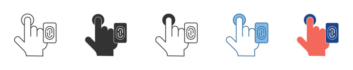 Obraz premium Illustrative concept of secure digital authentication using biometric fingerprint scanning, showing a hand interacting with a screen for identity verification and access