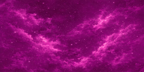 Abstract a mesmerizing nebula swirling with vibrant hues of pink and magenta, set against a backdrop of twinkling stars. The image creates a sense of wonder and cosmic beauty. © Graph Rover