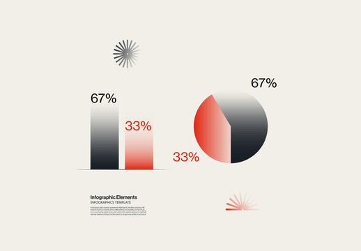 Gradient Graph and Pie Chart Infographic Element Template