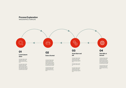 Horizontal Timeline Process Explanation Infographic Template