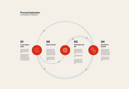 Process Explanation Infographic Template with Circular Elements and Icons