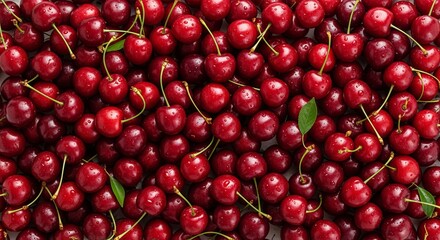 A Stunning Display of Luscious Ruby Red Cherries Arranged Beautifully for Eye-Catching Designs