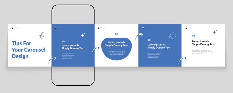 Set of LinkedIn carousel post, social media Instagram carousel post, modern and editable tips sharing business carousel template design