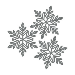 Fototapeta premium Elegant gray snowflakes on white background for winter designs