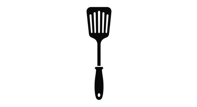 Black silhouette of a kitchen spatula on a white background