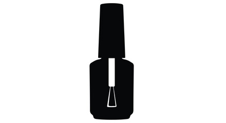 Obraz premium A simple black silhouette of a nail polish bottle with a brush