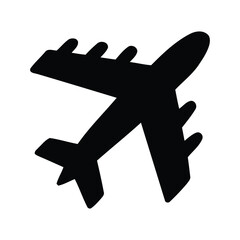 Obraz premium Illustration of black silhouette of a commercial airplane flying