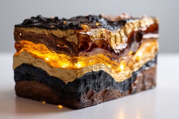 Geological Cross Section Revealing Oil Extraction Layers with Ambient Light Effects and Texture